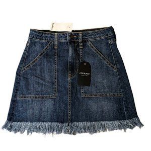 JustBlack Womens Denim Skirt Sz Small Fryed Hemline with Front Pockets